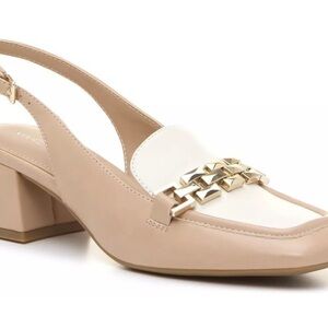 Elegant Cream and Tan Slingback Heels